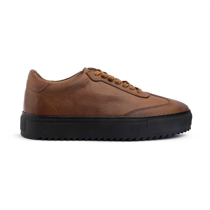 Achilles Zig | Plain Laces Genuine leather Sneakers - Light Brown