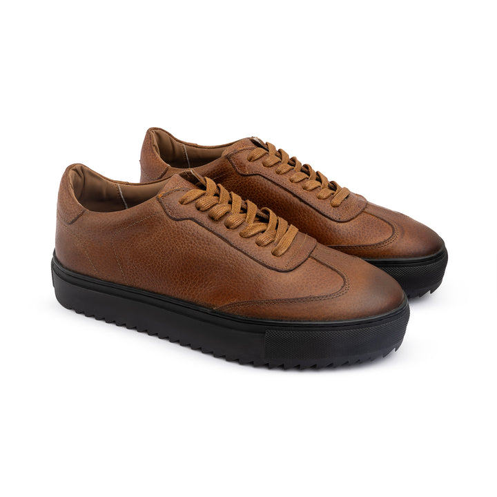 Achilles Zig | Plain Laces Genuine leather Sneakers - Light Brown