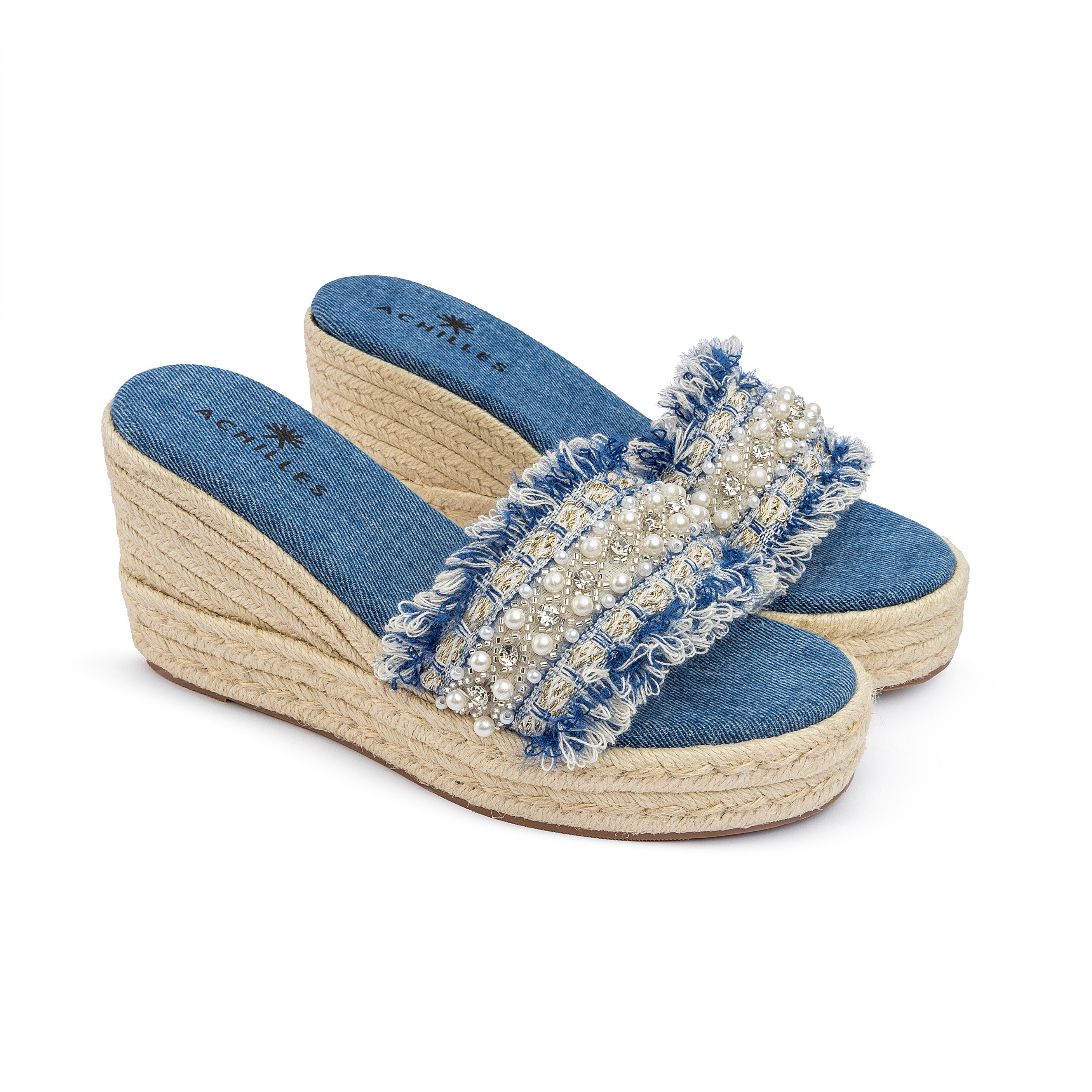 Denim wedge heels online