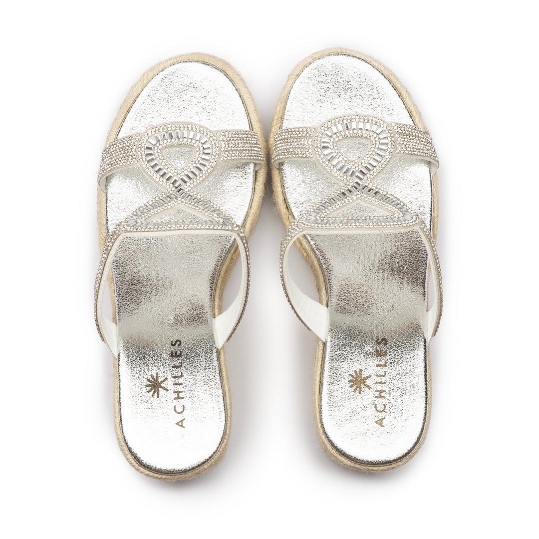 Knot Tie Wedge Sandals - Silver