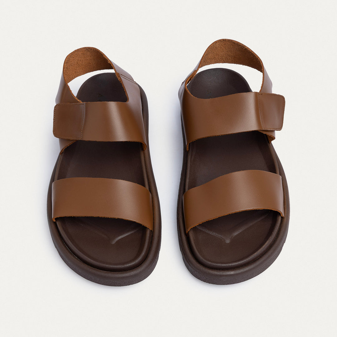 Achilles | Nero Velcro Strap Sandals - Havan