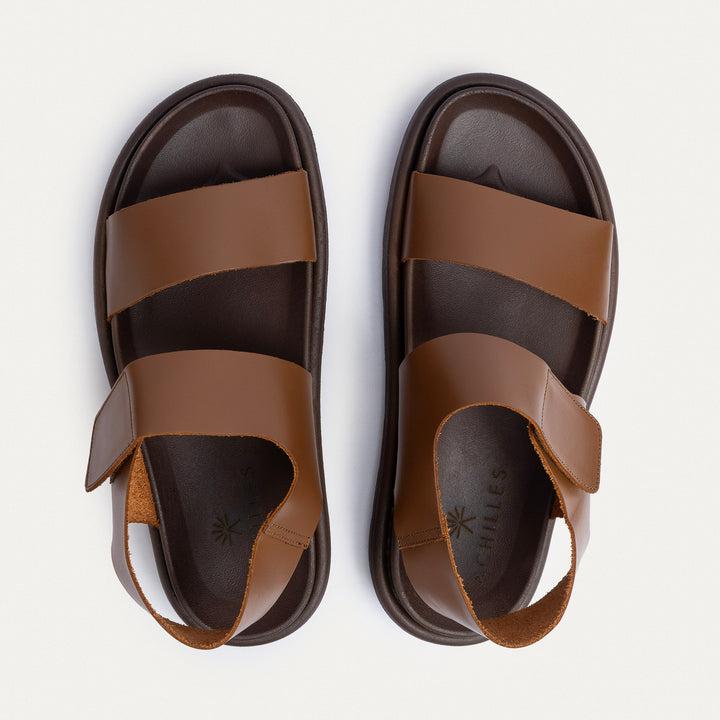 Achilles | Nero Velcro Strap Sandals - Havan