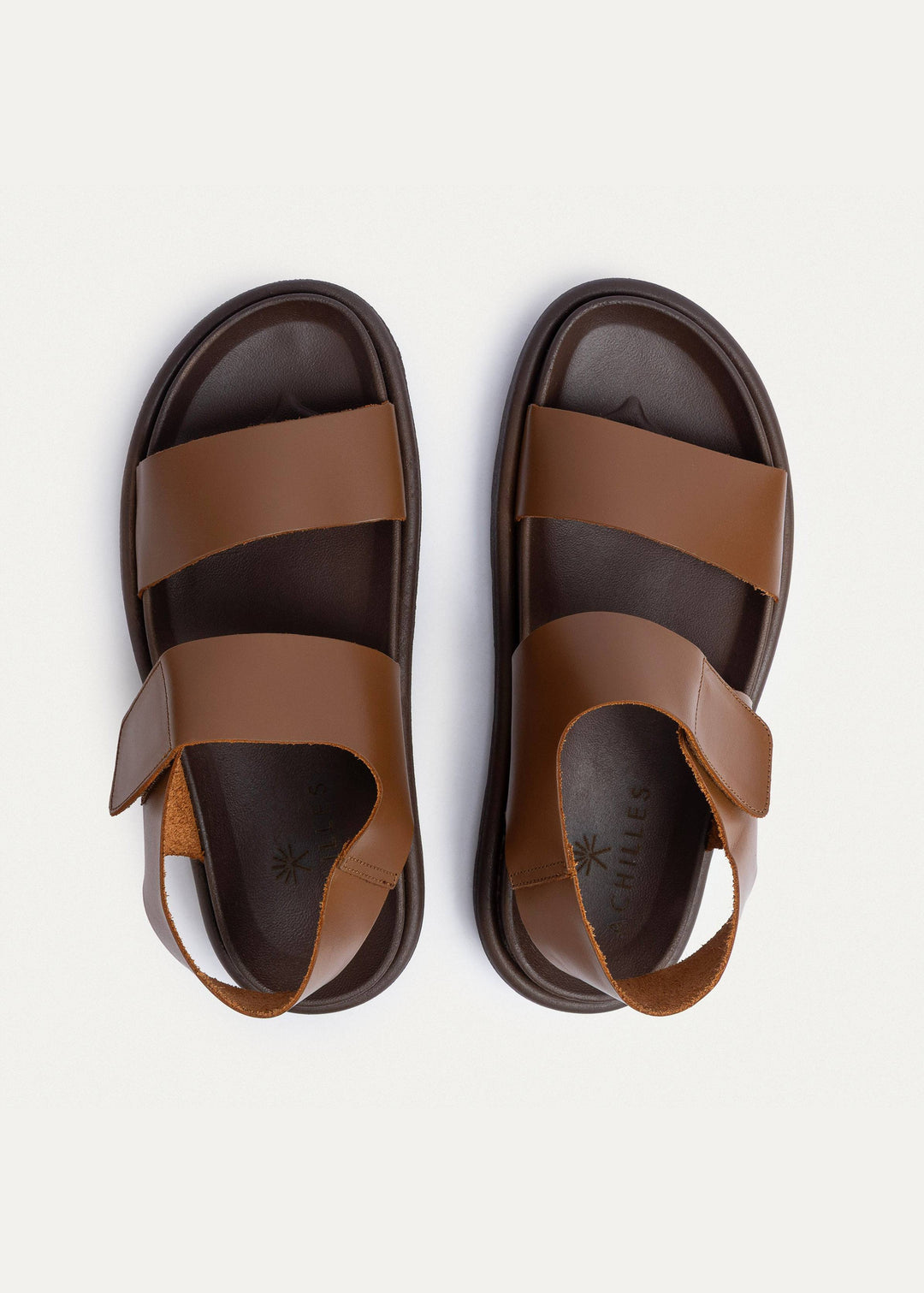 Achilles | Nero Velcro Strap Sandals - Havan