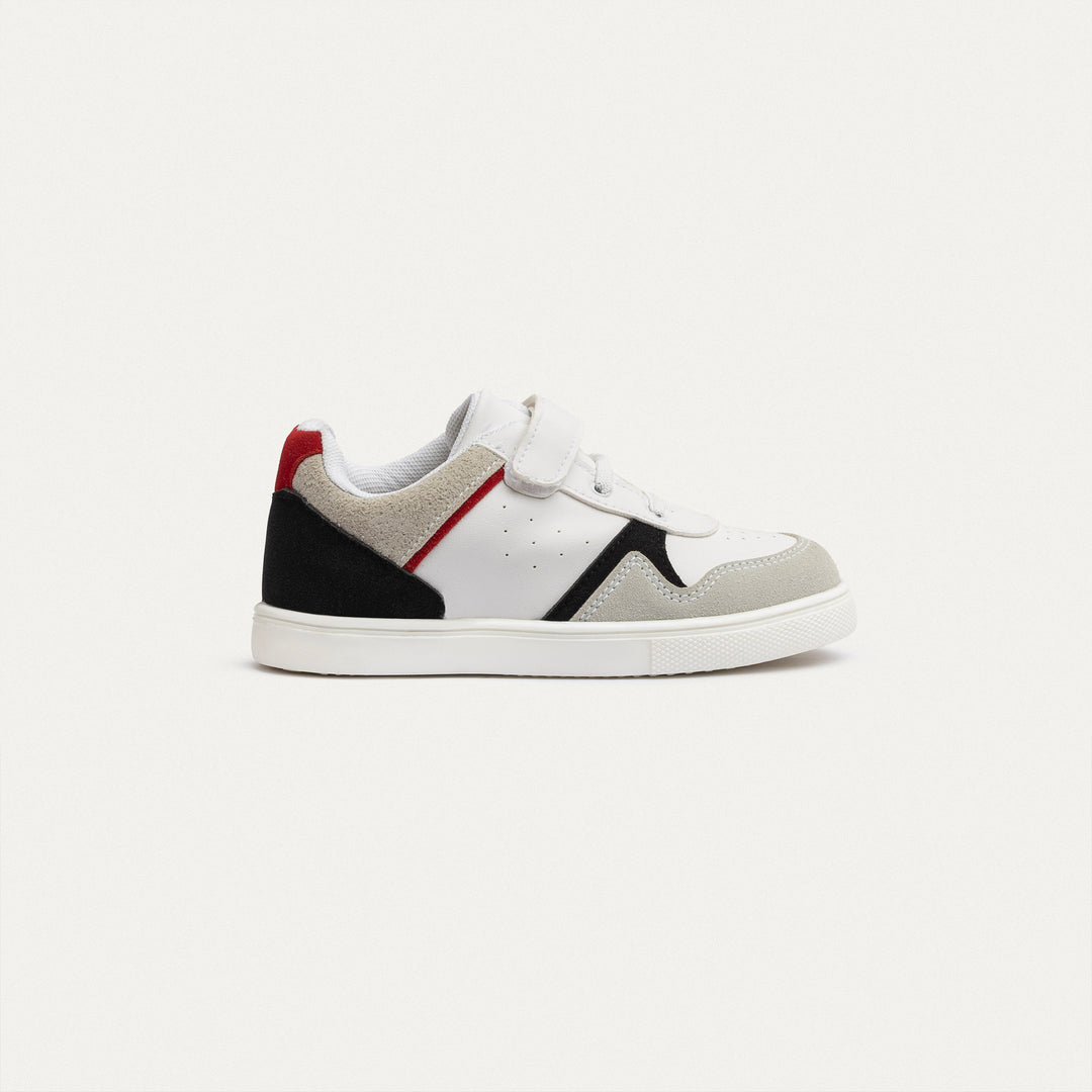 Achilles Kids | PlayCourt Bolt – White/Black/Grey (One-Strap)