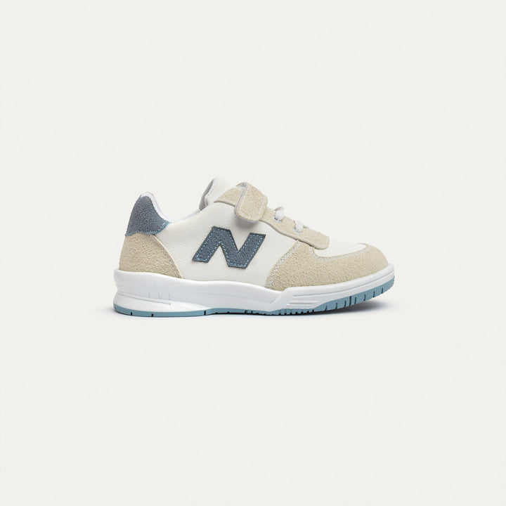 Achilles Kids | Daydream – White & Beige (One-Strap Sneakers) – Court Style, Kid-Simple