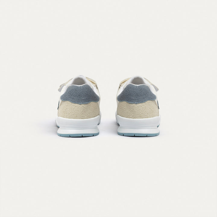Achilles Kids | Daydream – White & Beige (One-Strap Sneakers) – Court Style, Kid-Simple