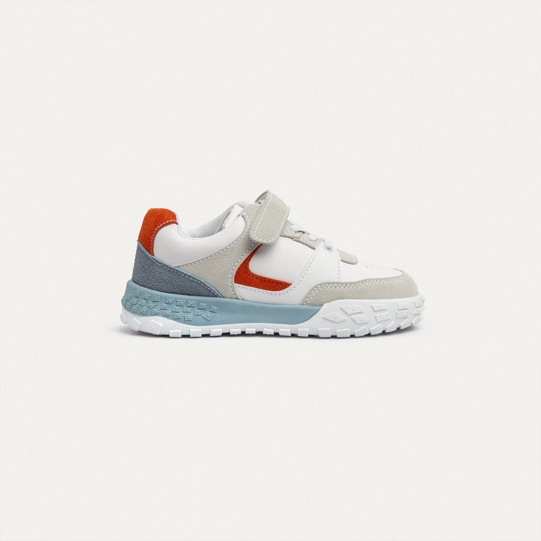 Achilles Kids | PlayCourt – White & Babyblue (One-Strap Sneakers) – Chunky Style, Kid-Simple