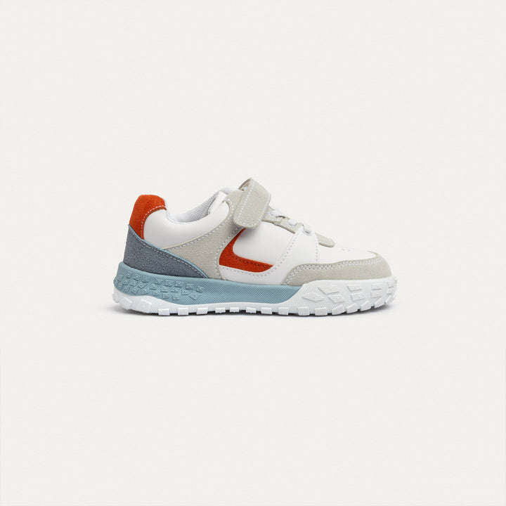 Achilles Kids | PlayCourt – White & Babyblue (One-Strap Sneakers) – Chunky Style, Kid-Simple