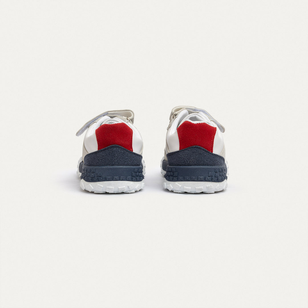 Achilles Kids | PlayCourt – White & Gray (One-Strap Sneakers) – Chunky Style, Kid-Simple