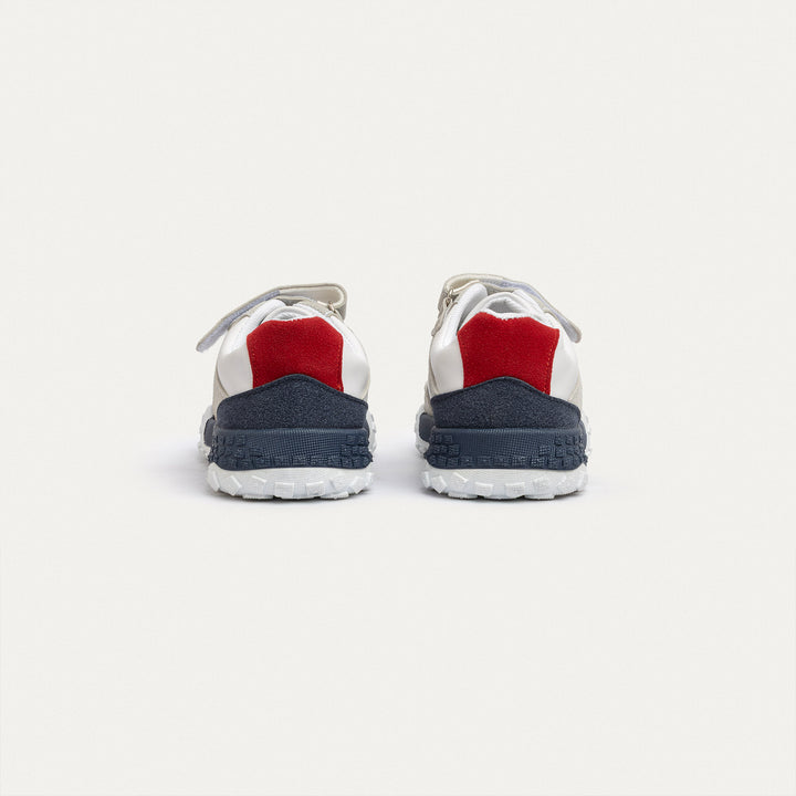 Achilles Kids | PlayCourt – White & Gray (One-Strap Sneakers) – Chunky Style, Kid-Simple