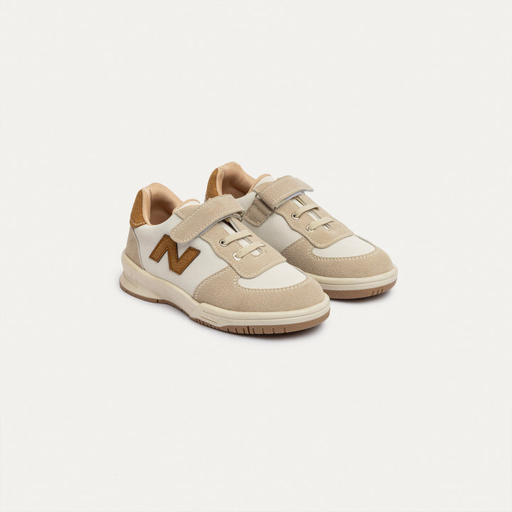 Achilles Kids | Daydream – Beige (One-Strap Sneakers) – Court Style, Kid-Simple