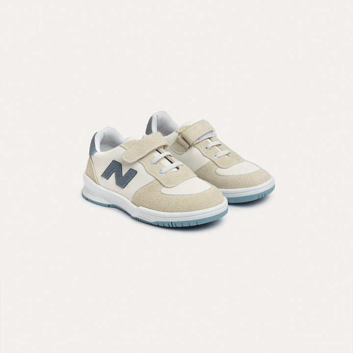 Achilles Kids | Daydream – White & Beige (One-Strap Sneakers) – Court Style, Kid-Simple