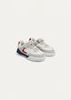 PlayCourt White & Gray (One-Strap Sneakers) Chunky Style, Kid | Simple
