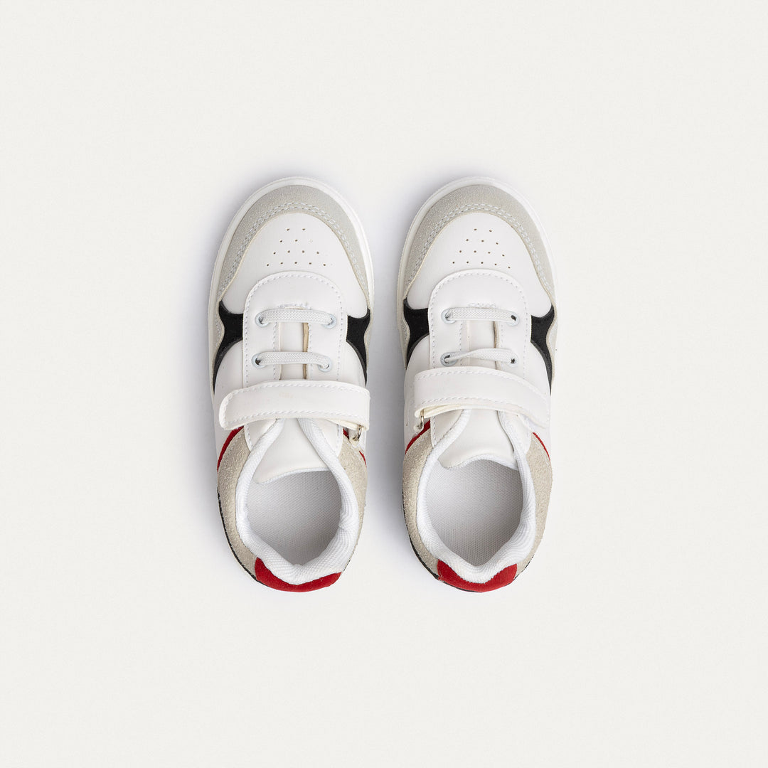Achilles Kids | PlayCourt Bolt – White/Black/Grey (One-Strap)