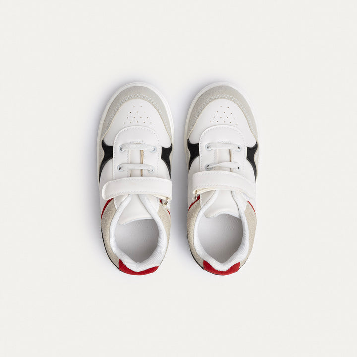 Achilles Kids | PlayCourt Bolt – White/Black/Grey (One-Strap)