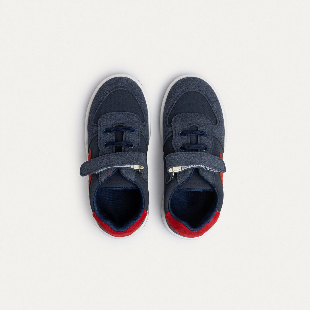 Achilles Kids | Daydream – Navy & Red (One-Strap Sneakers) – Court Style, Kid-Simple