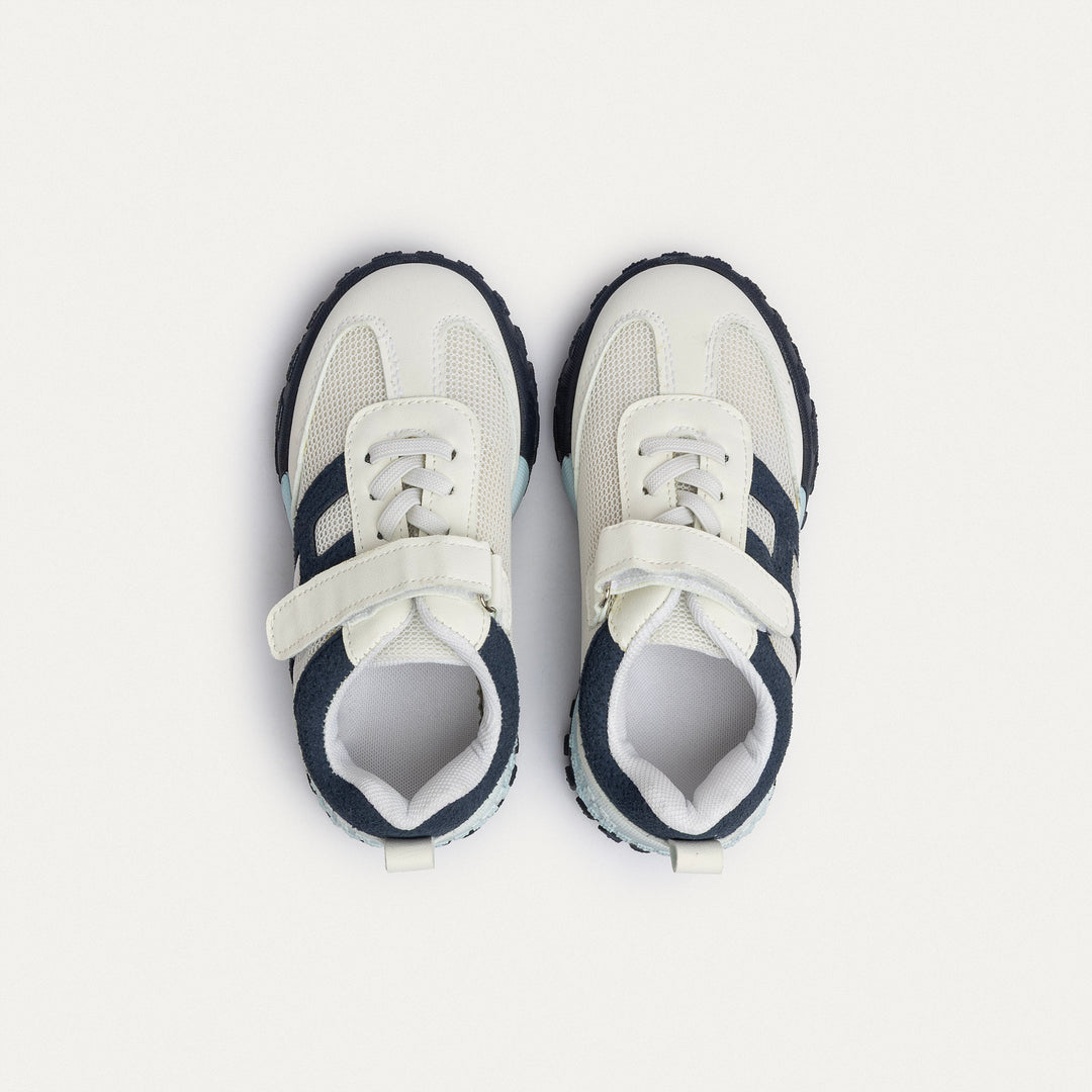 Achilles Kids | Daydream – White & Navy (One-Strap Sneakers) – Your Dream Shoe, Real Easy