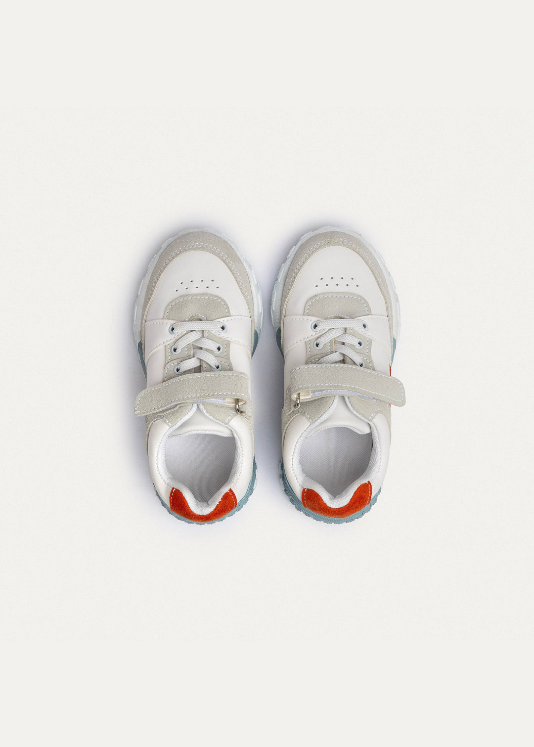 Achilles Kids | PlayCourt – White & Babyblue (One-Strap Sneakers) – Chunky Style, Kid-Simple