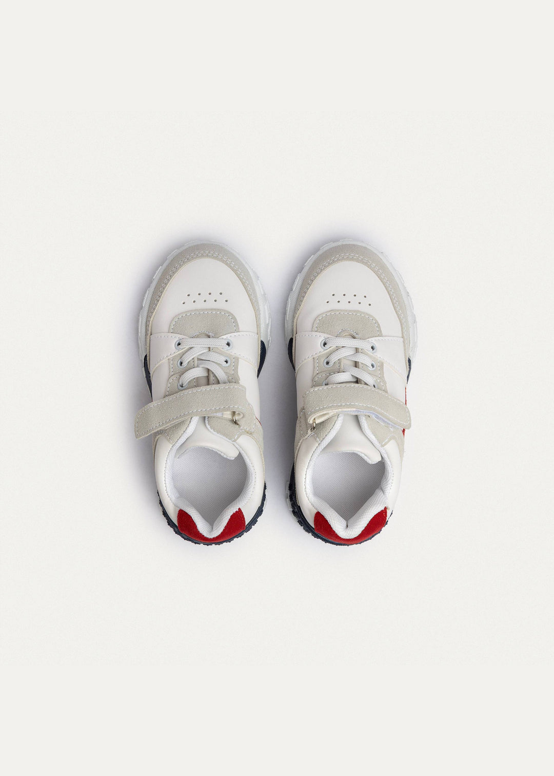 Achilles Kids | PlayCourt – White & Gray (One-Strap Sneakers) – Chunky Style, Kid-Simple