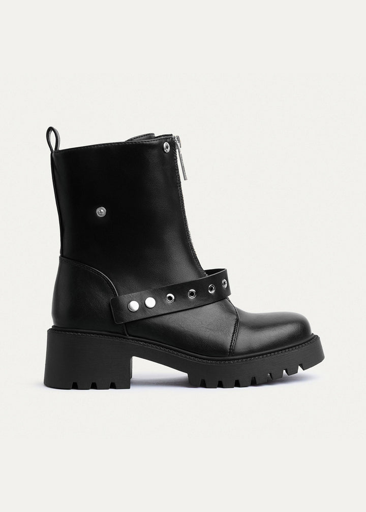 Rebel Zip Combat Boots | Black