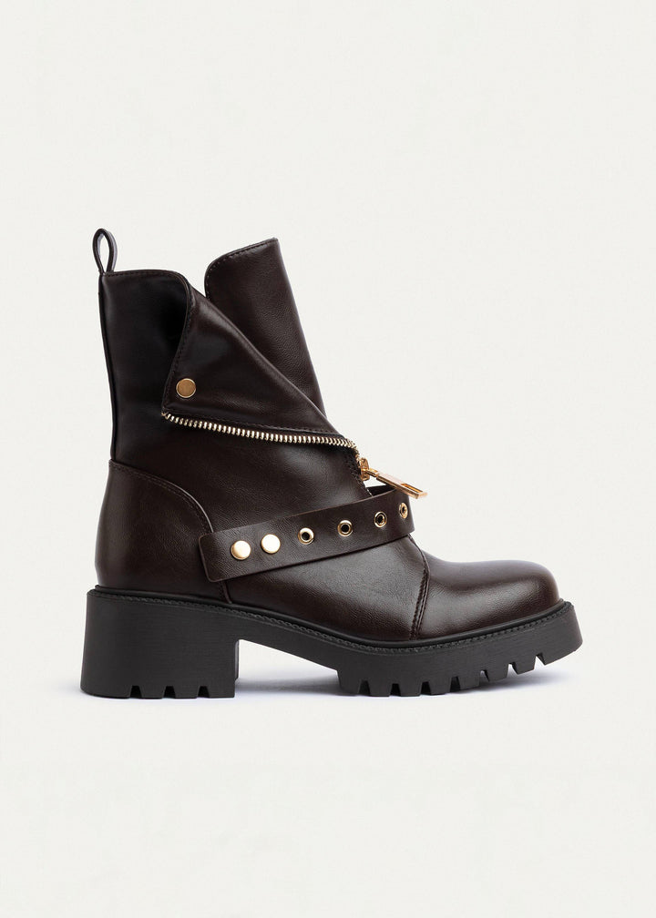 Achilles | Rebel Zip Combat Boots | Brown