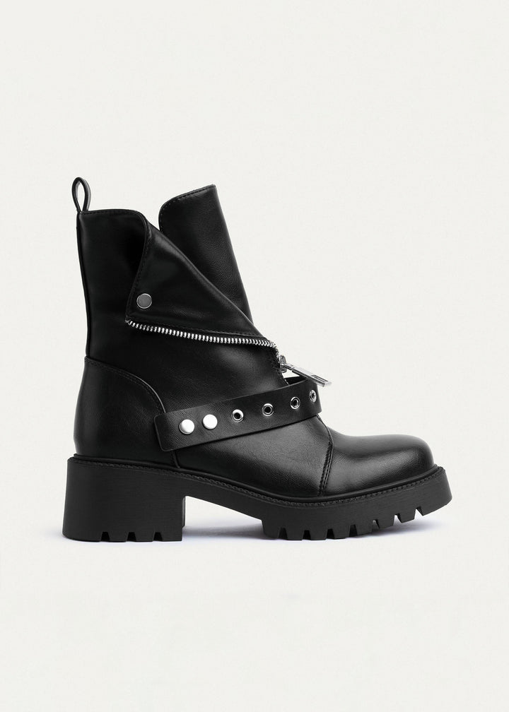 Rebel Zip Combat Boots | Black
