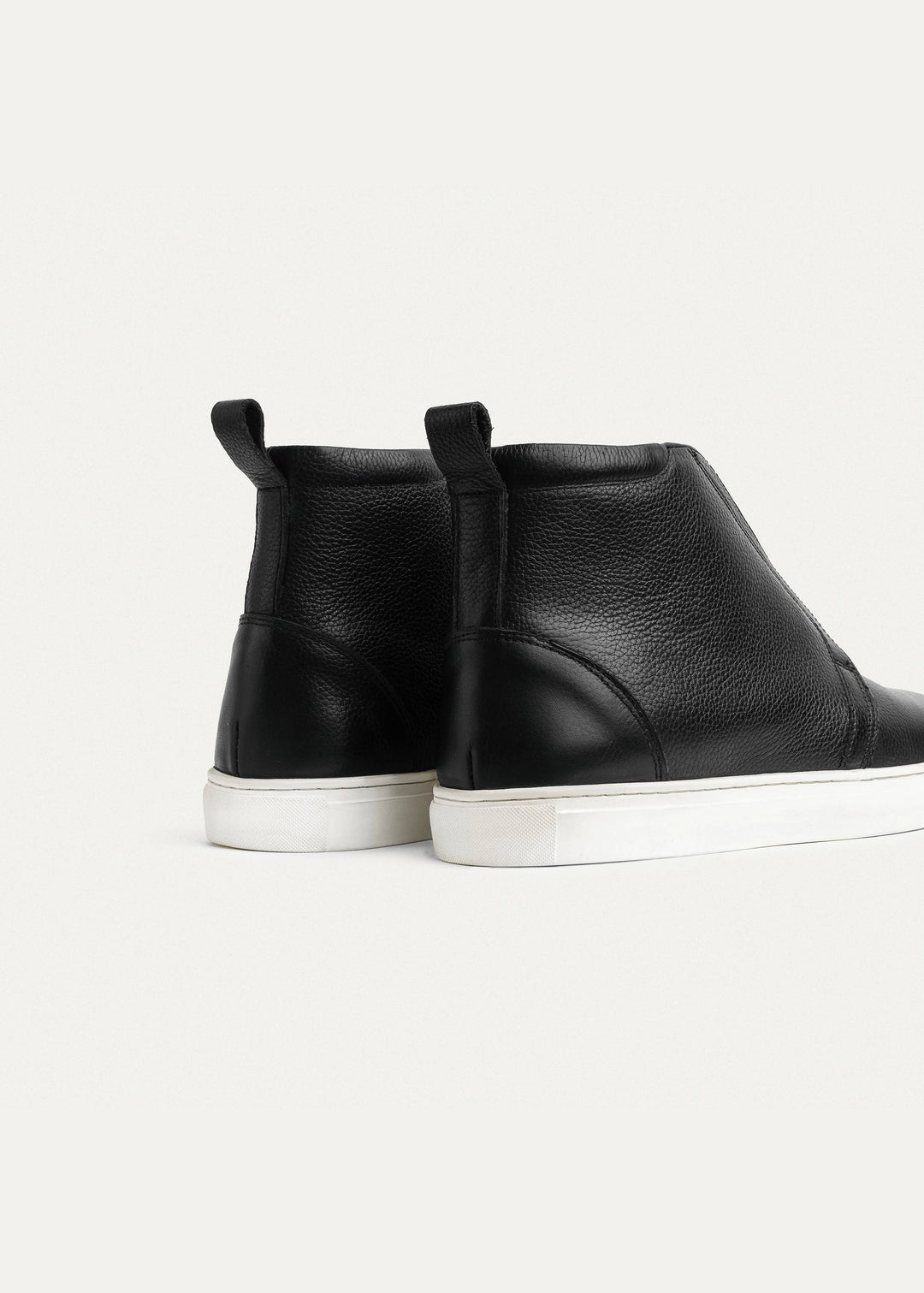 Achilles | Textured Leather Mid-Top Sneakers | Black