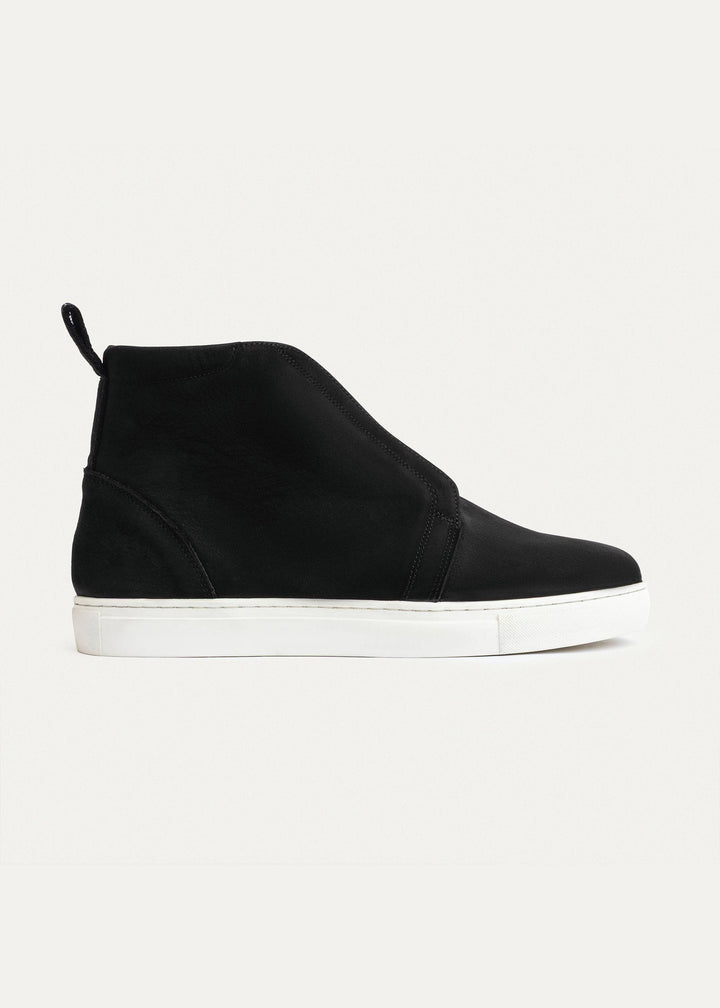 Achilles | Nubuck Leather Mid-Top Sneakers | Black