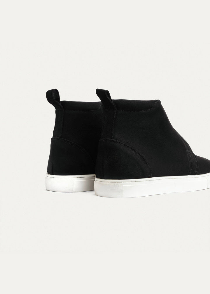 Achilles | Nubuck Leather Mid-Top Sneakers | Black