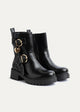 Charm Buckle Biker Boots | Black