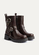 Charm Buckle Biker Boots | Brown
