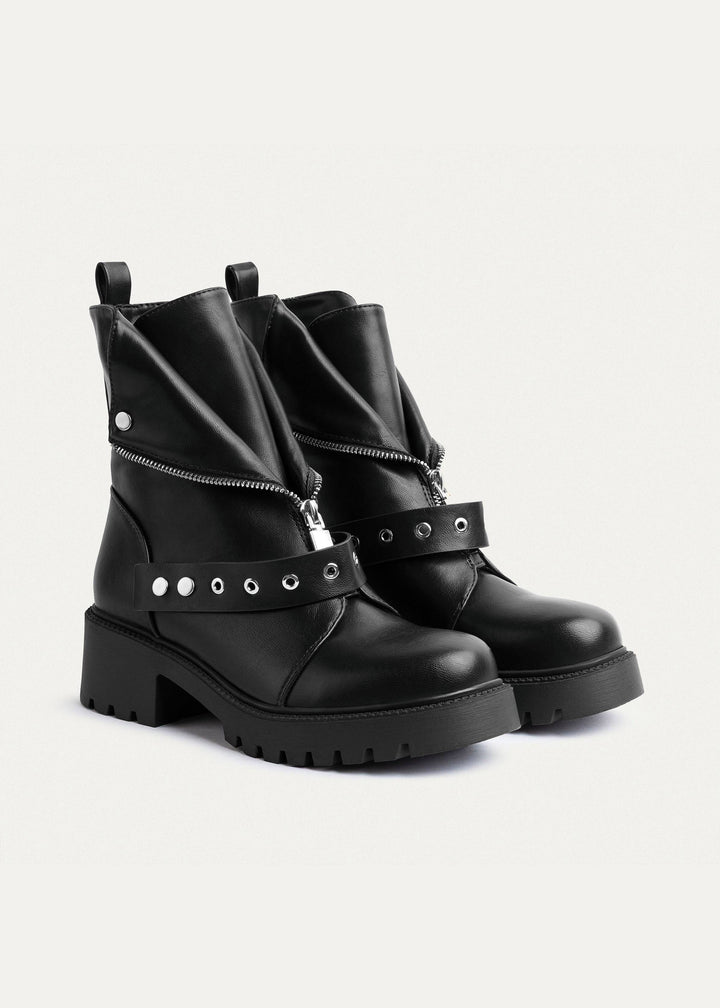 Rebel Zip Combat Boots | Black