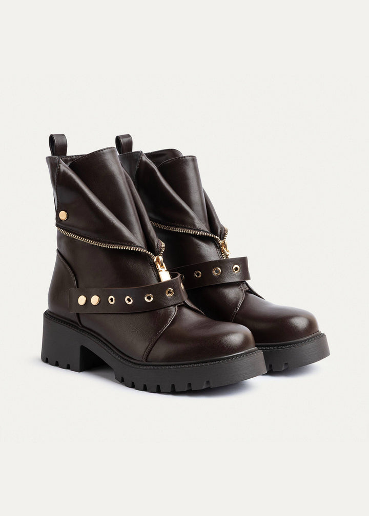 Achilles | Rebel Zip Combat Boots | Brown
