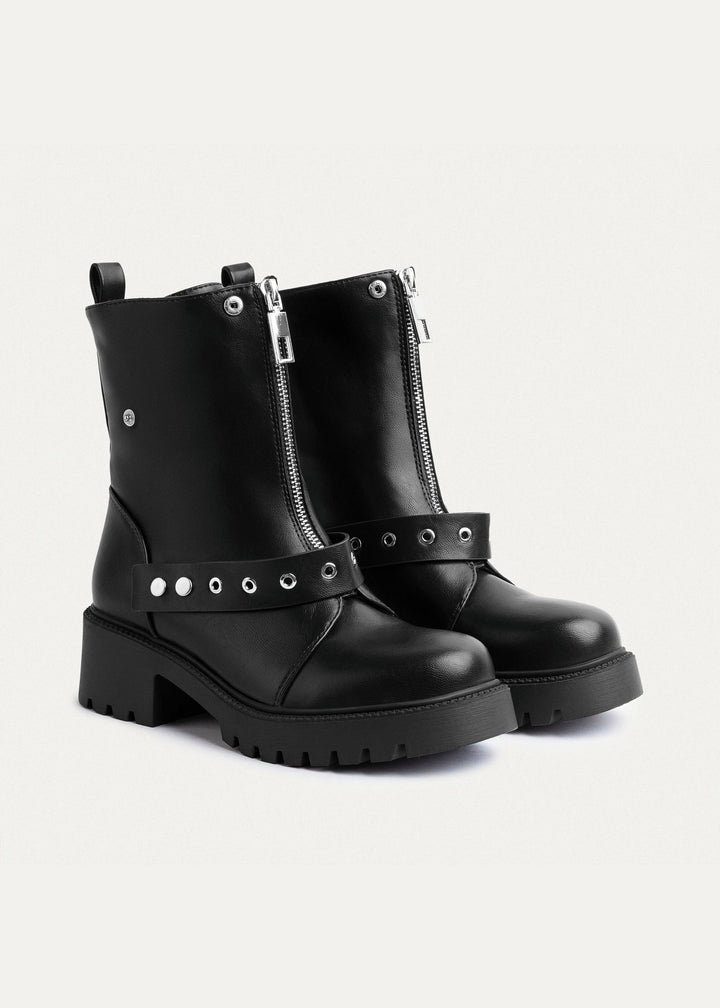 Rebel Zip Combat Boots | Black