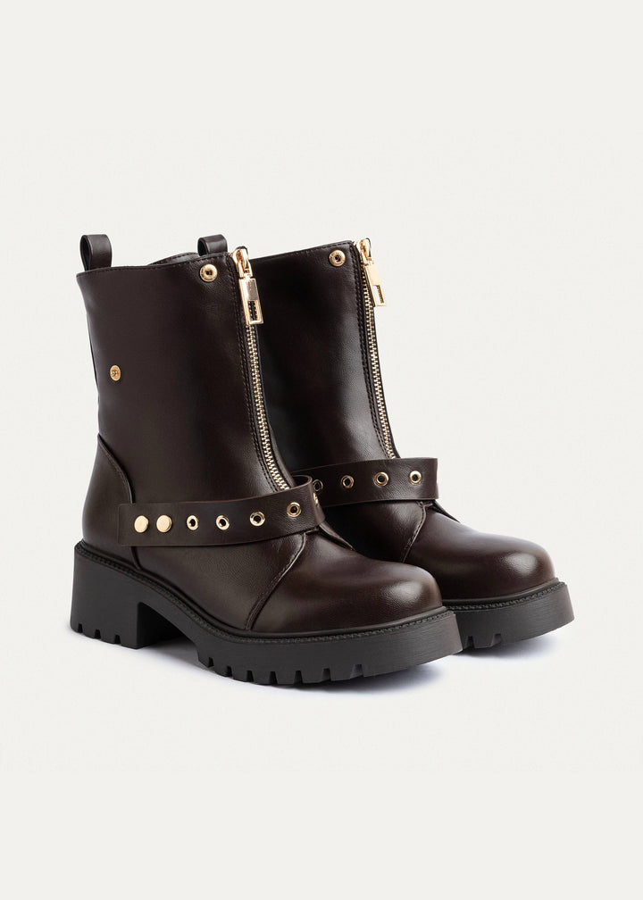 Achilles | Rebel Zip Combat Boots | Brown