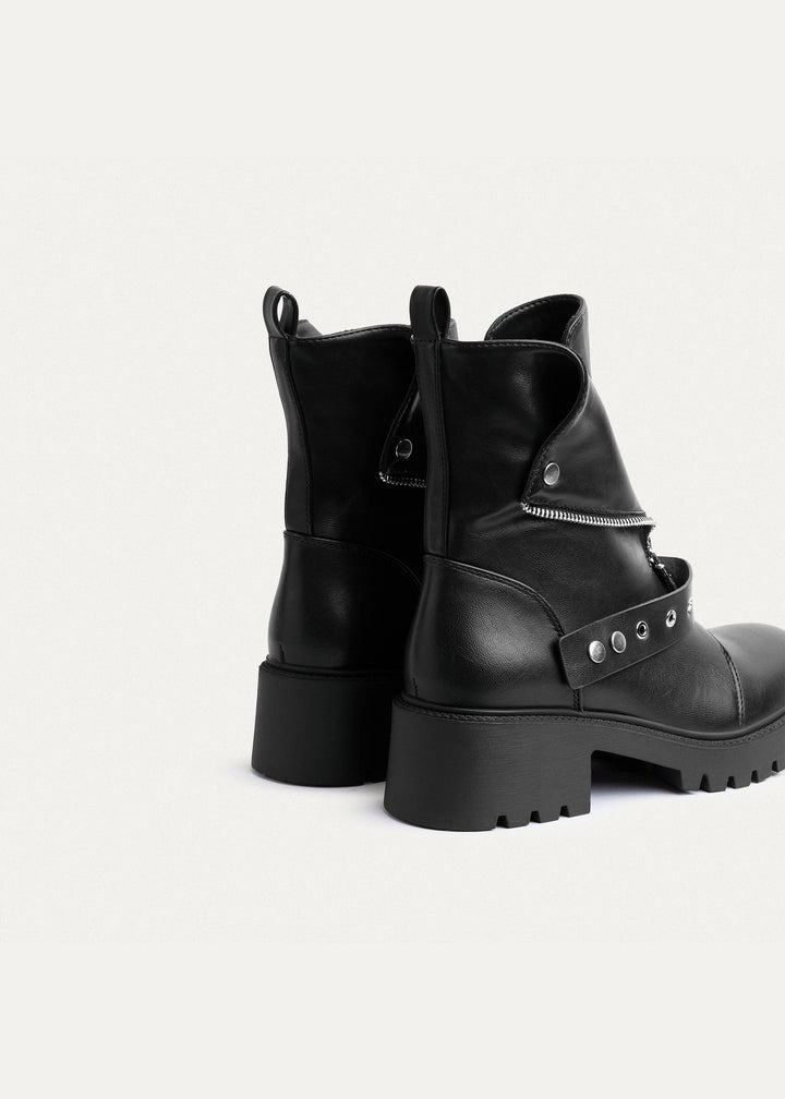 Rebel Zip Combat Boots | Black
