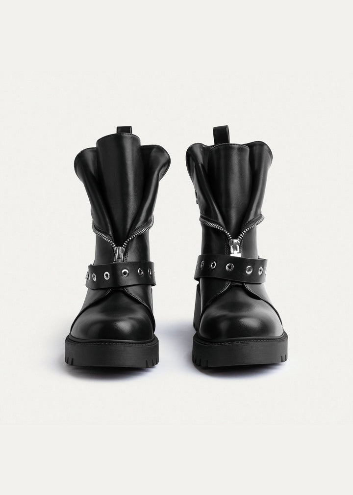 Rebel Zip Combat Boots | Black