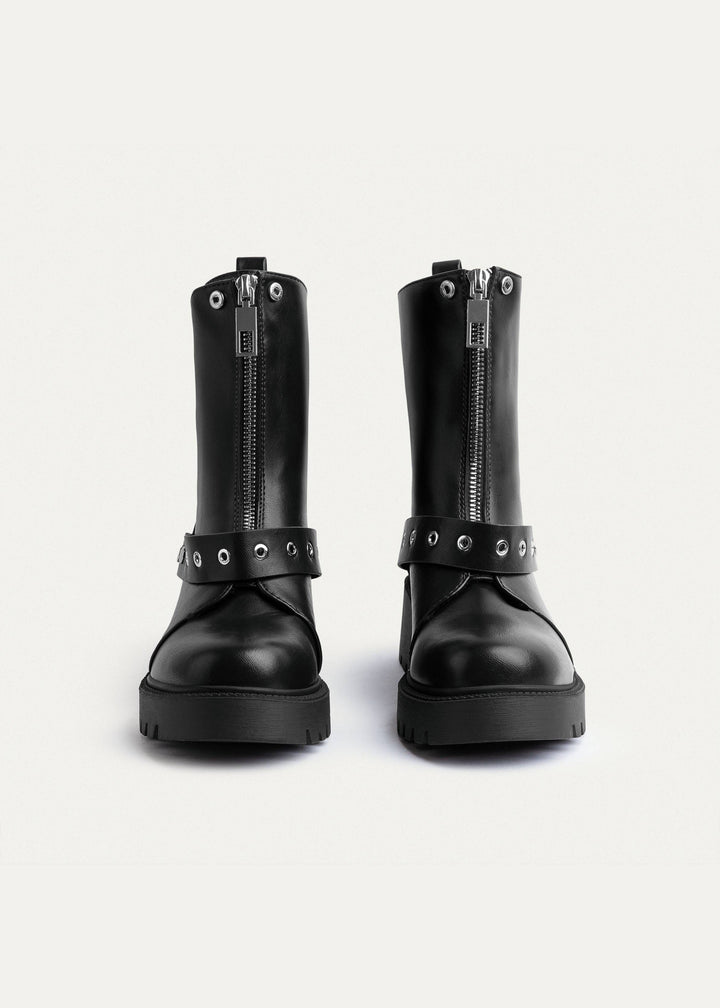 Rebel Zip Combat Boots | Black