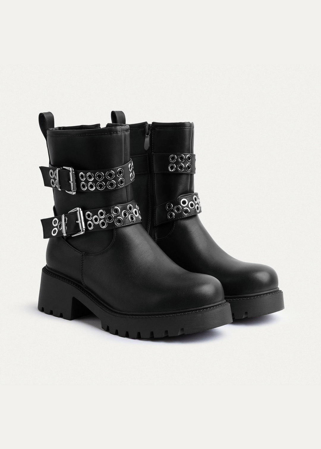 Achilles | Double Buckle Biker Boots | Black