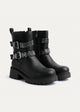 Double Buckle Biker Boots | Black