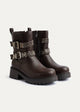 Double Buckle Biker Boots | Brown