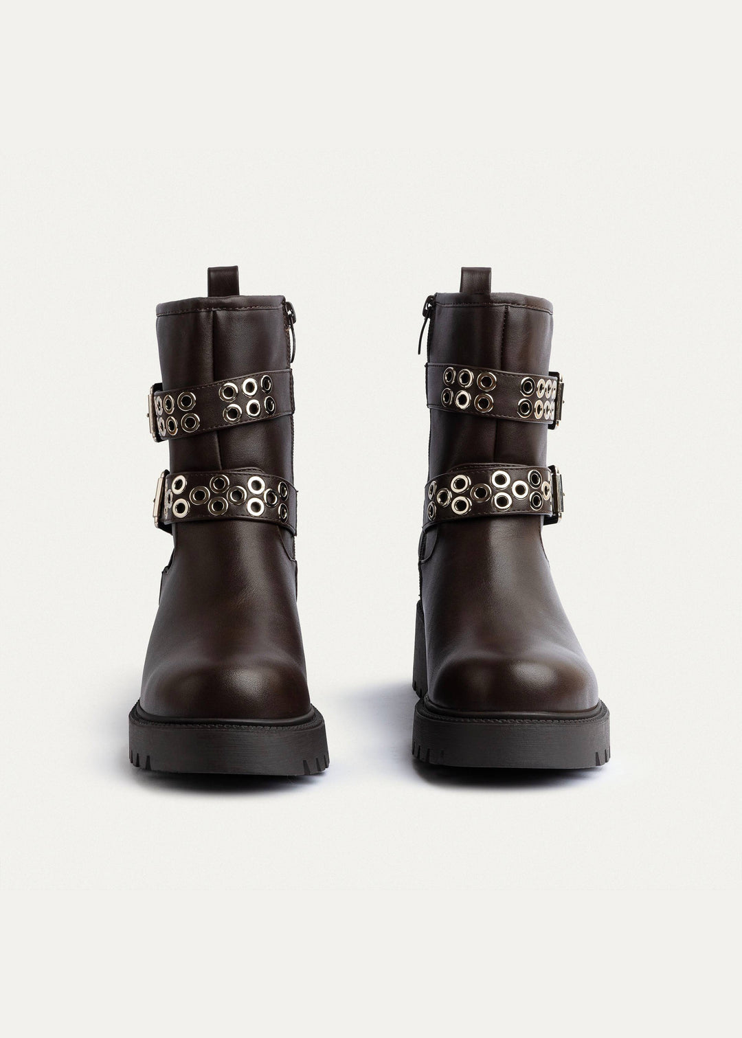 Achilles | Double Buckle Biker Boots | Brown