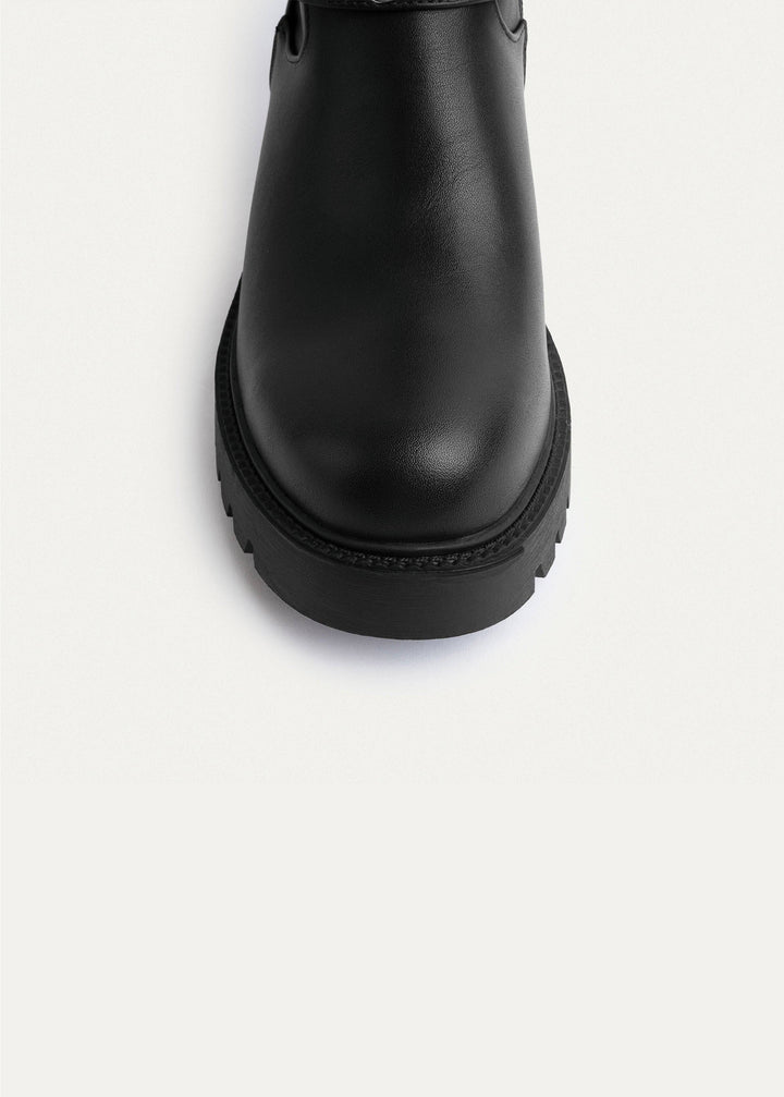 Double Buckle Biker Boots | Black