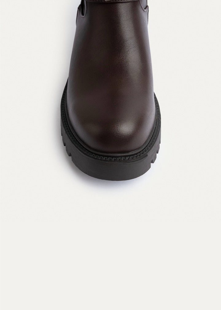 Double Buckle Biker Boots | Brown