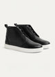 Textured Leather Mid-Top Sneakers | Black