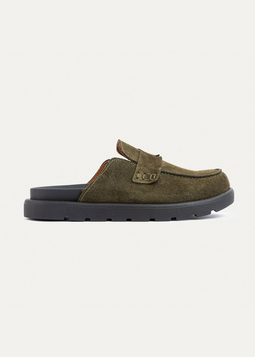 Achilles Suede Slip-On Loafer Mule | Olive