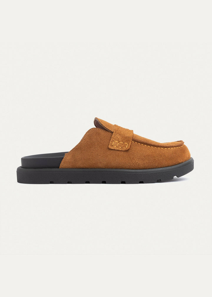 Achilles Suede Slip-On Loafer Mule | Light Brown