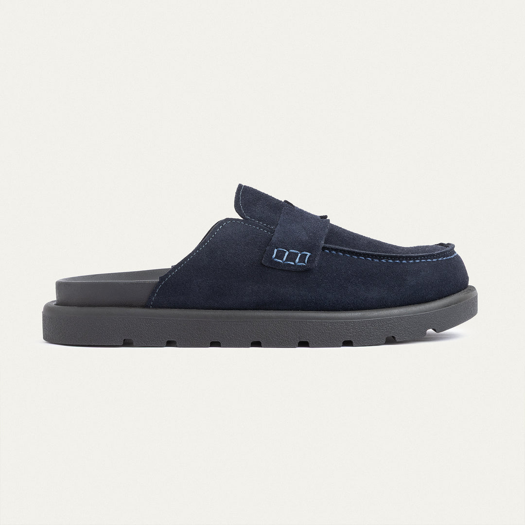 Achilles Suede Slip-On Loafer Mule | Navy Blue