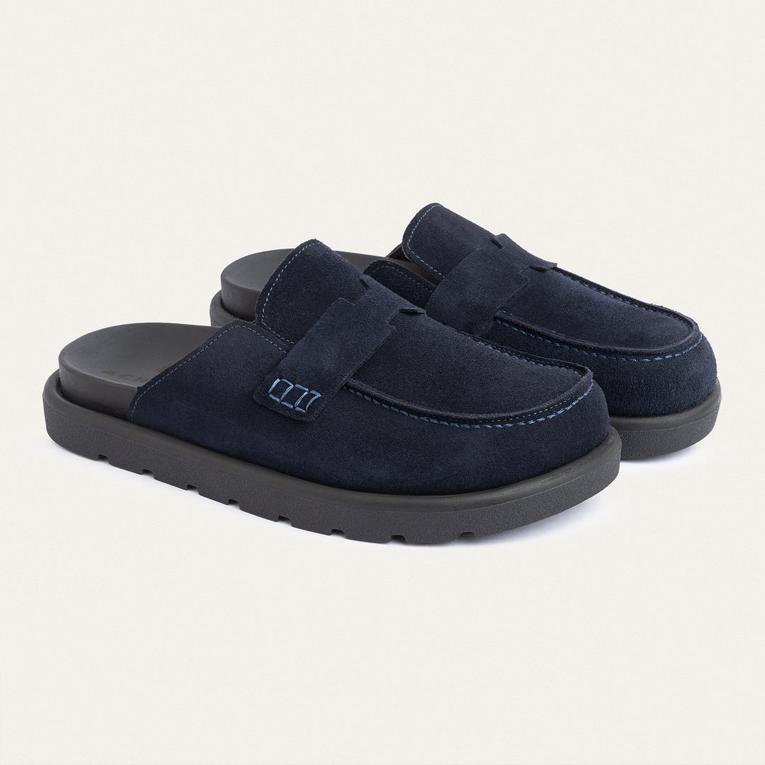 Achilles Suede Slip-On Loafer Mule | Navy Blue