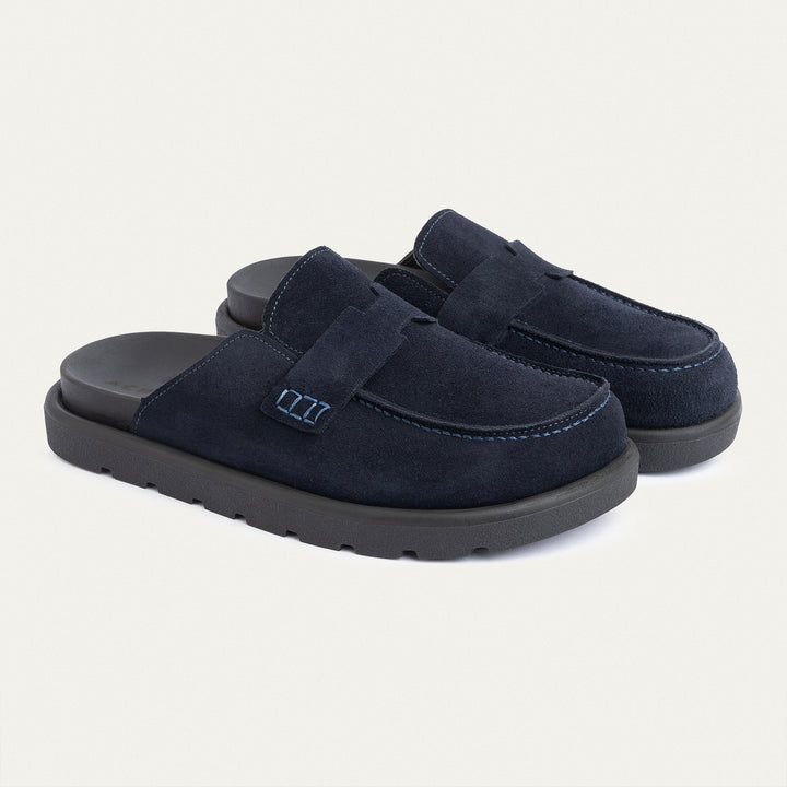 Achilles Suede Slip-On Loafer Mule | Navy Blue
